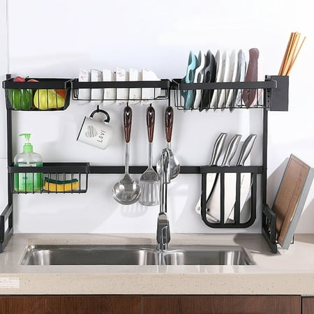 Kitchen Hanging Stainless Organiser Cutlery Holder Rack Utensil Pot Drainer Sink